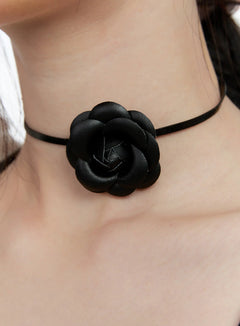 floral-choker-necklace-cn517 / Black