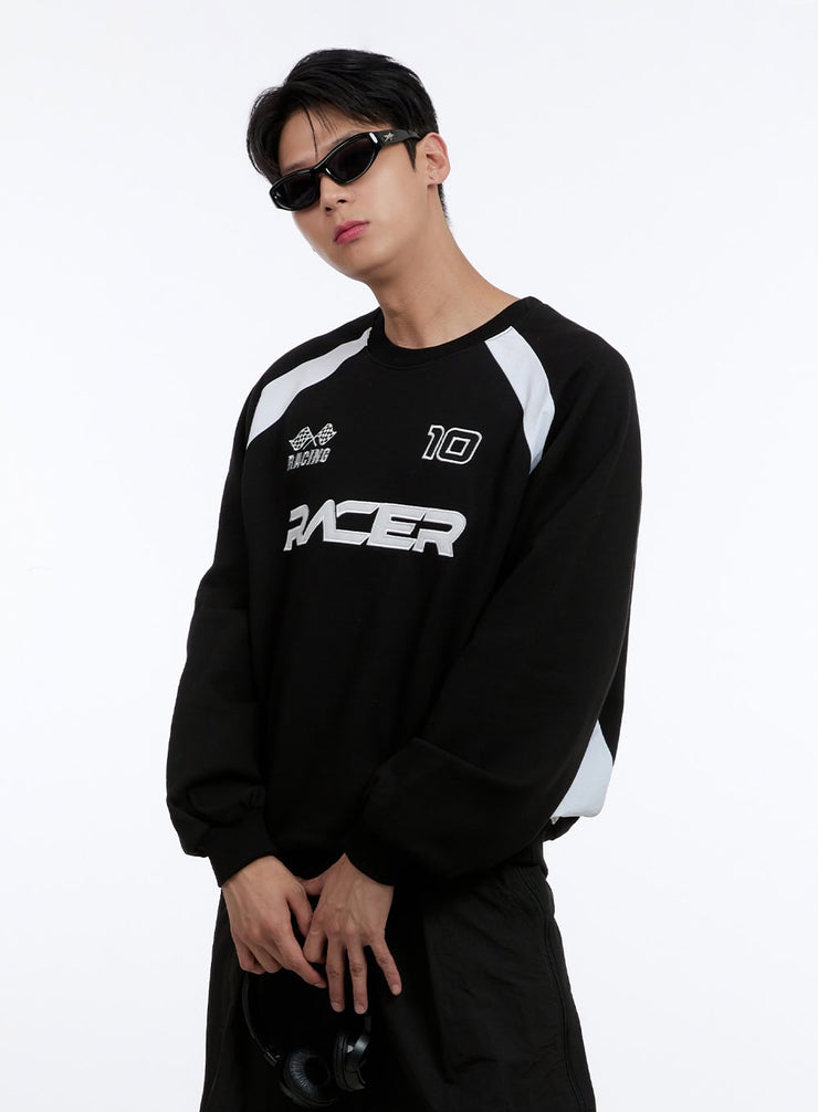 mens-oversized-raglan-sweatshirt-ig428 / Black