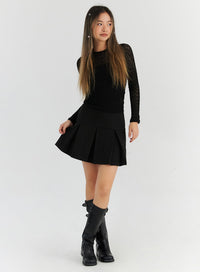 pleated-mini-skirt-cn313 / Black