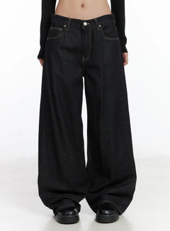 lyric-fleece-wide-leg-jeans-cd529 / Black