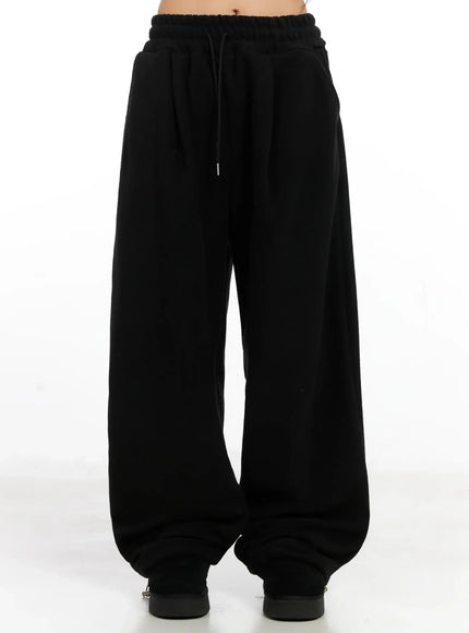 kessler-fleece-wide-leg-sweatpants-in528 / Black