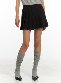 summer-pleated-mini-skirt-cu414 / Black