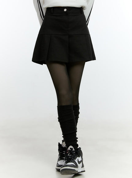 pleated-a-line-mini-skirt-cf507 / Black