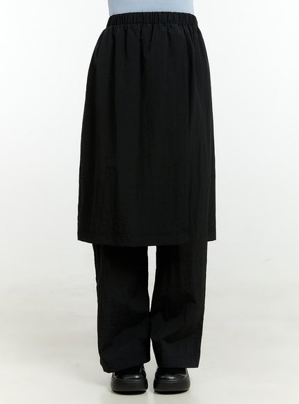 wrap-midi-skirt-with-pants-ol430 / Black