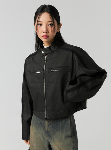cotton-chic-zip-up-jacket-co323 / Black