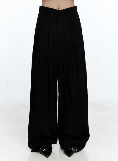 Pintuck Wide-Leg Slacks CG512