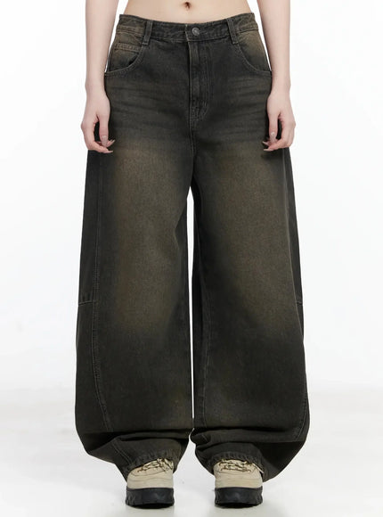 tracey-vintage-black-washed-wide-leg-jeans-ij528 / Black