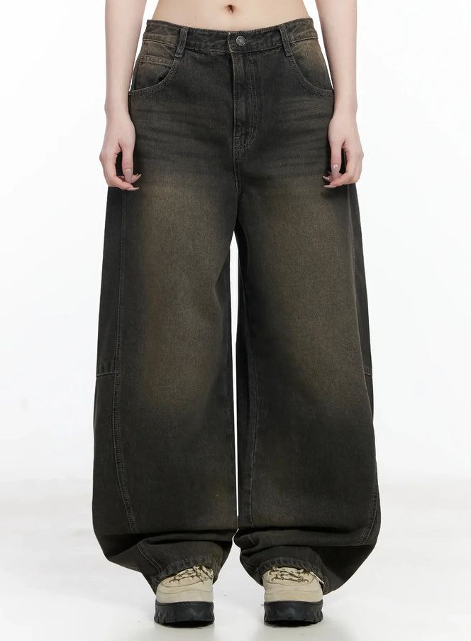 tracey-vintage-black-washed-wide-leg-jeans-ij528 / Black