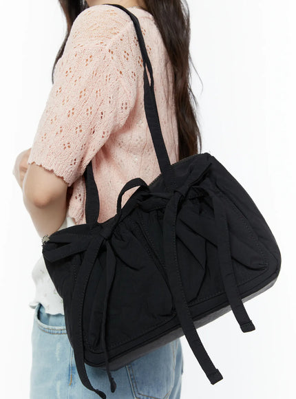 ribbon-pocket-shoulder-bag-iy507 / Black