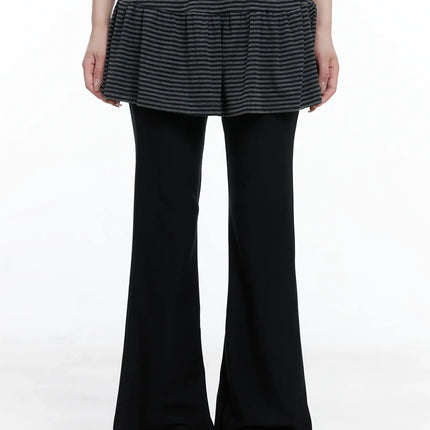 striped-layered-skirt-pants-cs501 / Black