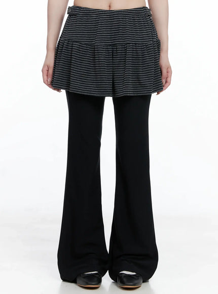 striped-layered-skirt-pants-cs501 / Black