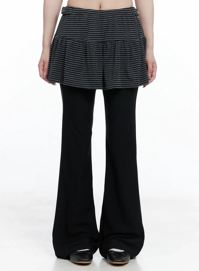 striped-layered-skirt-pants-cs501 / Black
