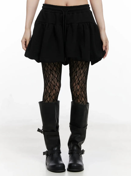 balloon-fit-flared-mini-skirt-in525 / Black