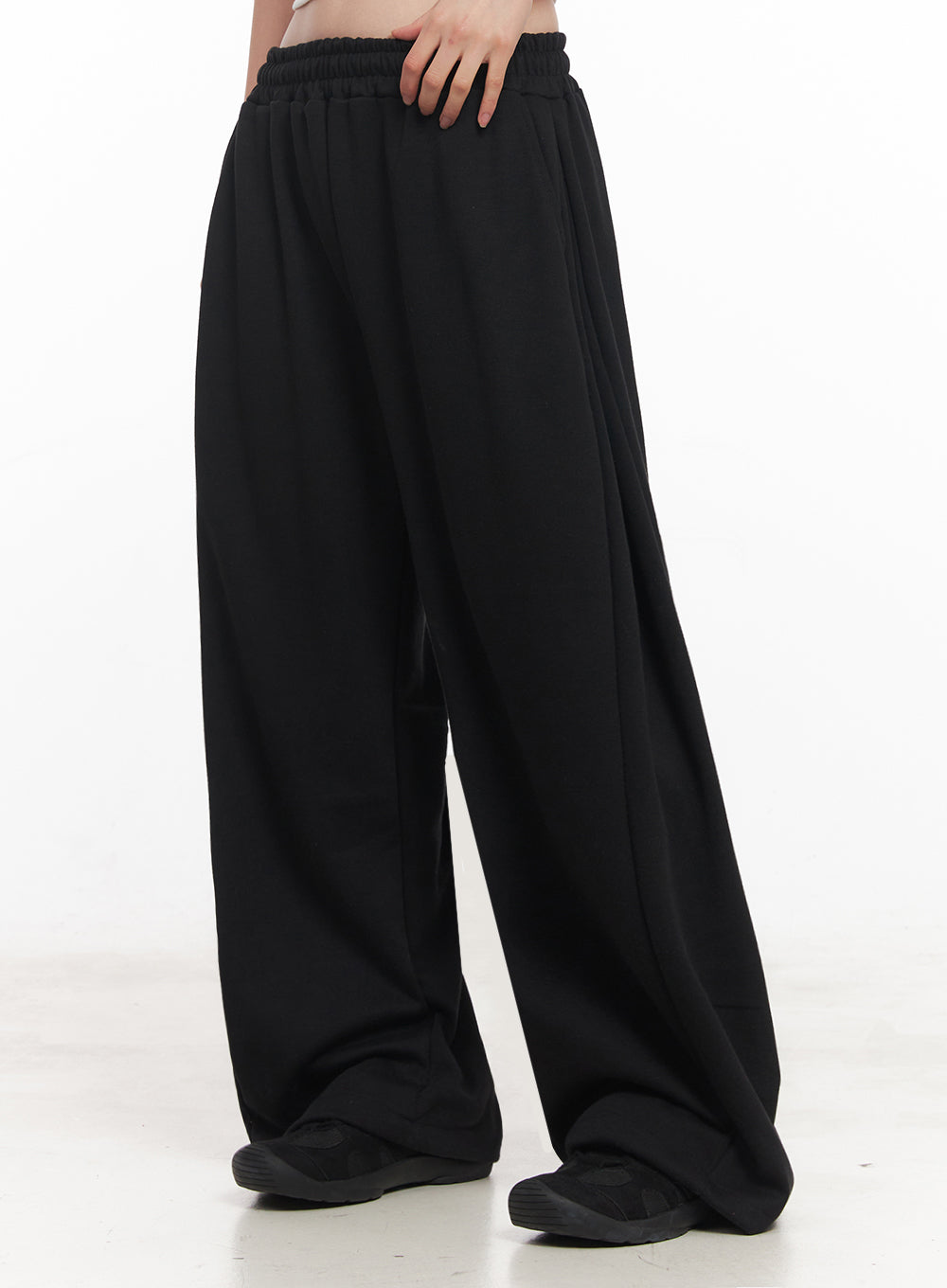 comfy-wide-leg-lounge-sweatpants-iy516 / Black