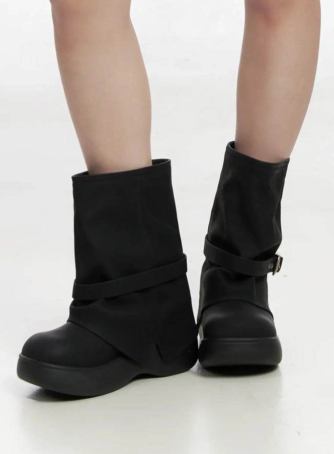 chunky-platform-mid-calf-boots-im503 / Black