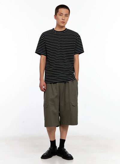 mens-striped-relaxed-fit-tee-ig511 / Black