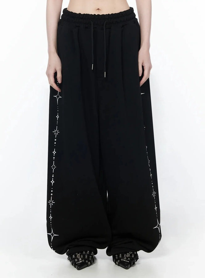 star-embroidered-sweatpants-iy515 / Black