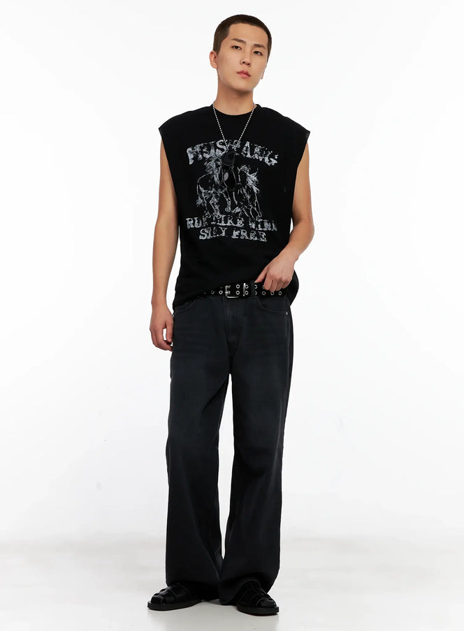 mens-mustang-graphic-muscle-tee-ig511 / Black