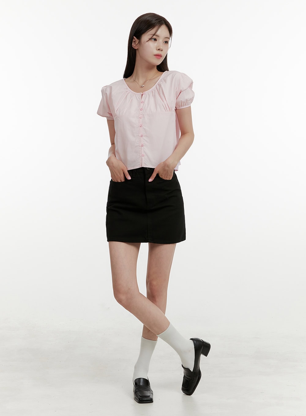basic-cotton-mini-skirt-oy409 / Black