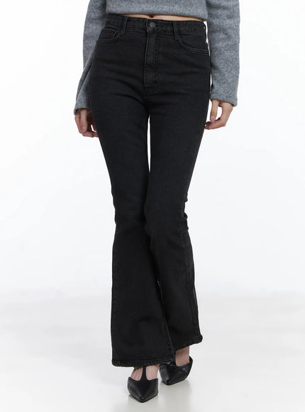 amel-fleeced-flared-jeans-cj506 / Black