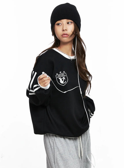 oversized-contrast-sweatshirt-co513 / Black