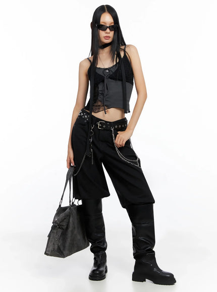 two-tone-lace-tank-top-co516 / Black