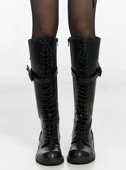 laced-up-long-boots-if505 / Black