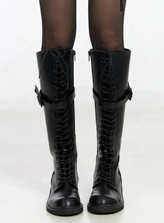 laced-up-long-boots-if505 / Black
