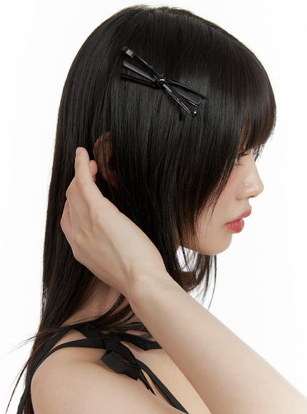 ribbon-hair-clip-cy428 / Black