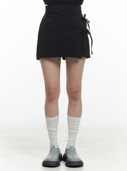 ribbon-strap-solid-mini-skirt-og409 / Black