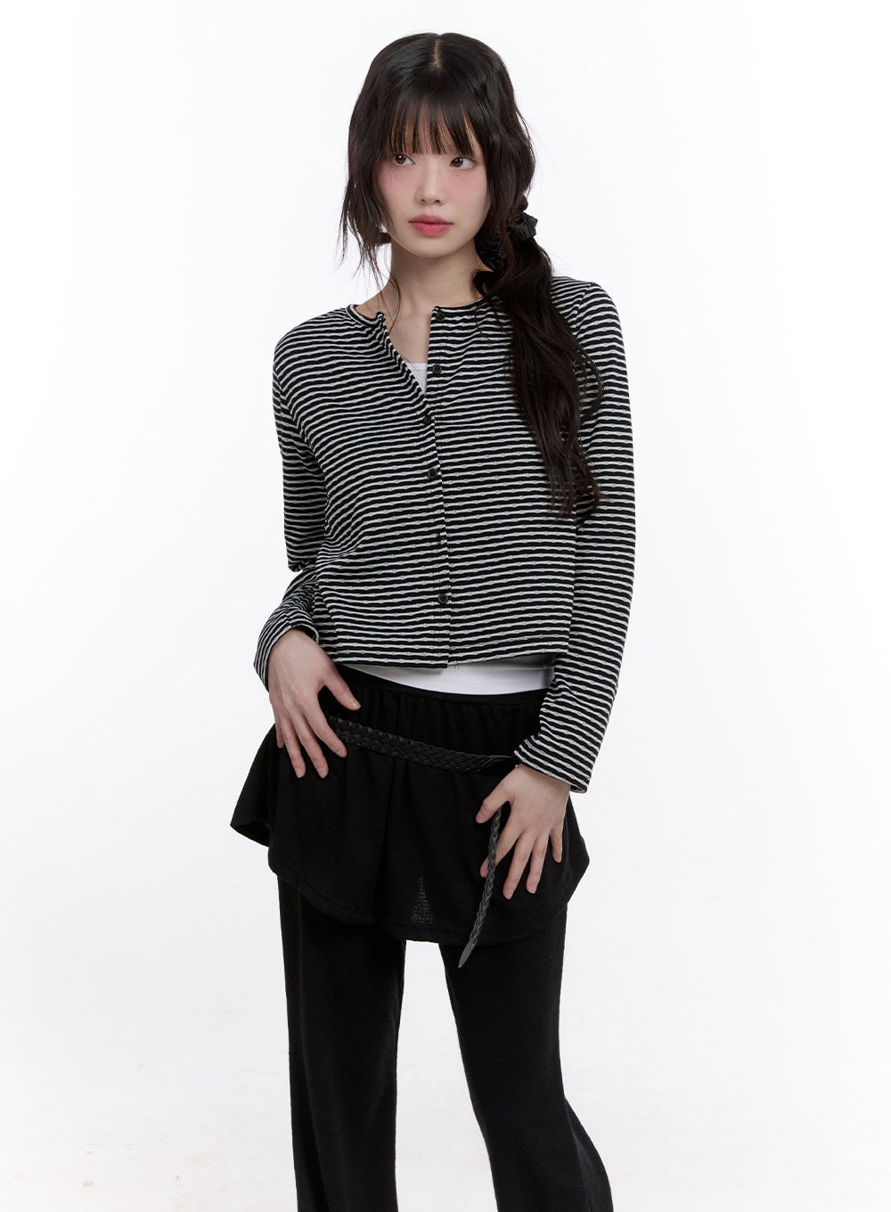 Buttoned Stripe & Polka Dot Cardigan CF512