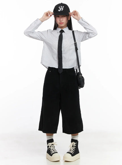 wide-leg-bermuda-shorts-cd529 / Black