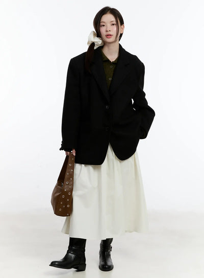 oversized-buttoned-collar-jacket-id510 / Black