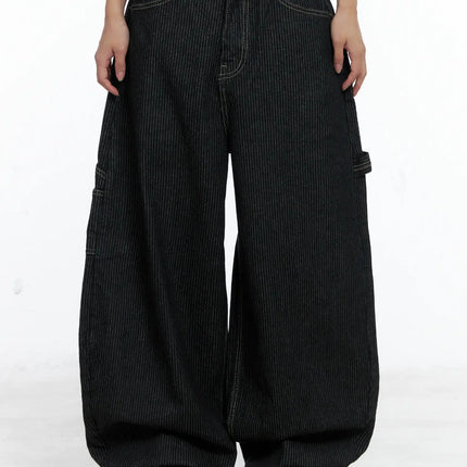 harris-pocket-patch-wide-leg-jeans-cs505 / Black