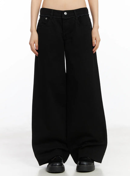 floral-pocket-wide-leg-pants-cd522 / Black