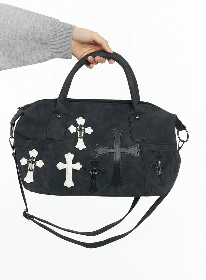 cross-patch-shoulder-bag-im504 / Black