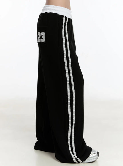 striped-lace-sweatpants-cm511 / Black