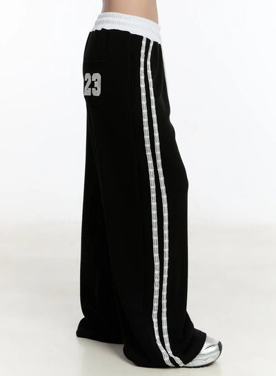 striped-lace-sweatpants-cm511 / Black