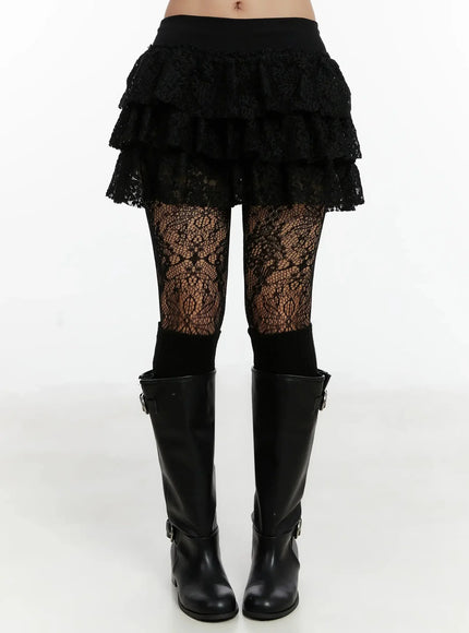lace-tiered-skirt-id525 / Black