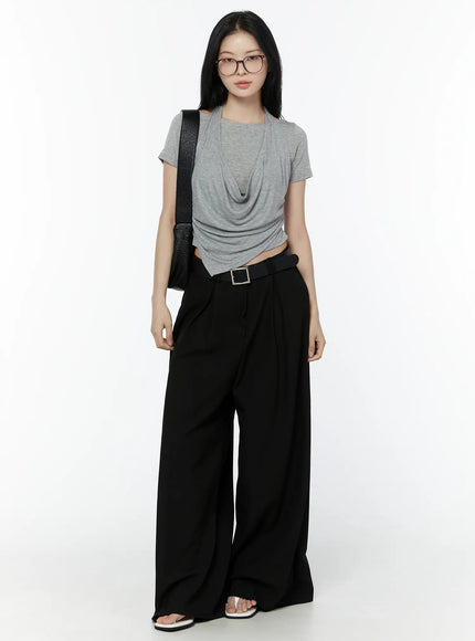 basic-wide-leg-slacks-iu503 / Black
