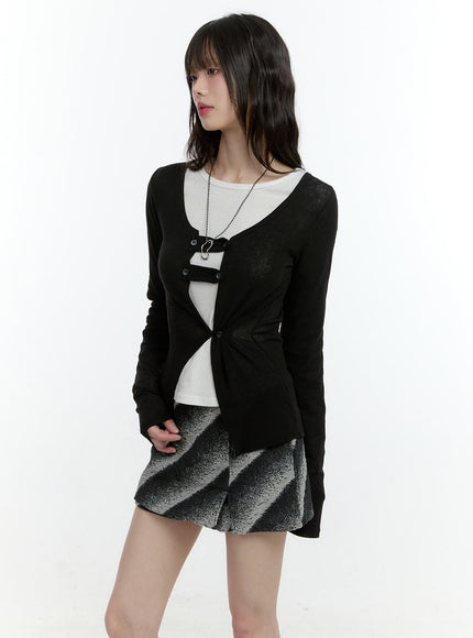 buttoned-slim-fit-cardigan-cf507 / Black