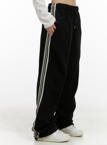 stripe-banded-sweatpants-cl431 / Black