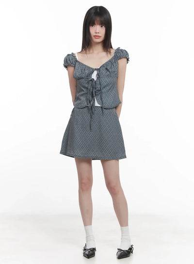 plaid-strapped-mini-skirt-cu518 / Black