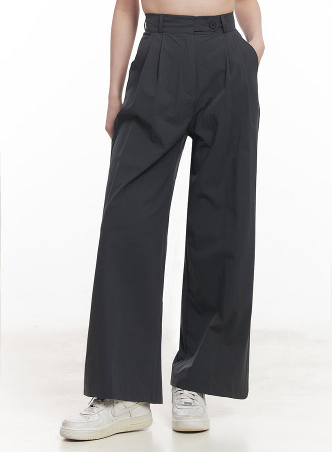 classic-pintuck-wide-leg-slacks-iy513 / dark gray