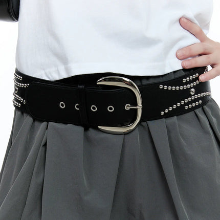 edgy-studded-belt-cg511 / Black