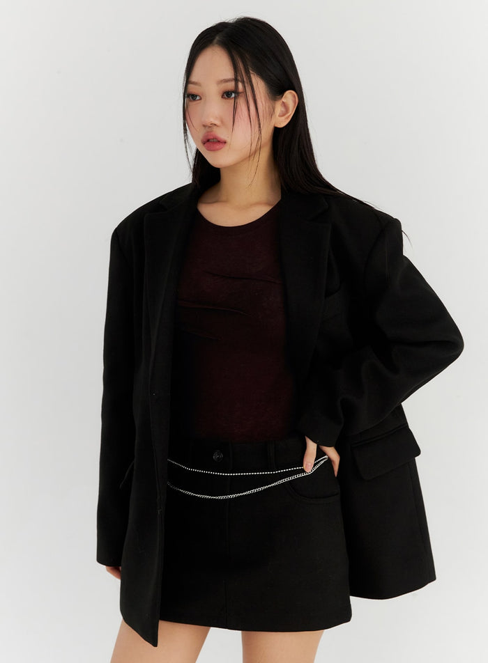 oversized-midi-tailored-jacket-cn315 / Black