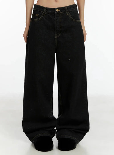 noemi-wide-leg-stitch-jeans-id525 / Black