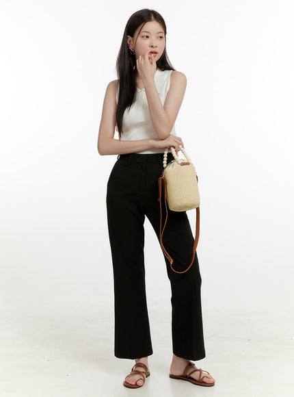 summer-straight-tailored-pants-ol423 / Black