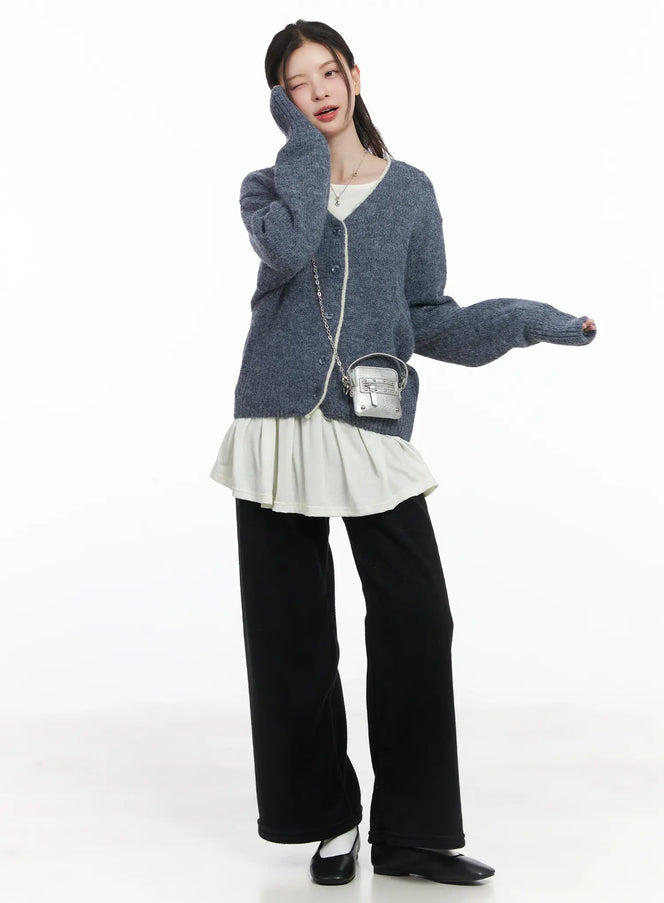 fleece-wide-leg-sweatpants-cj506 / Black