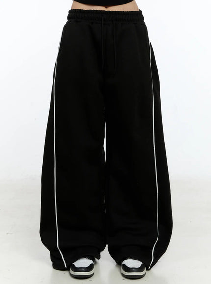wide-leg-track-sweatpants-cn517 / Black